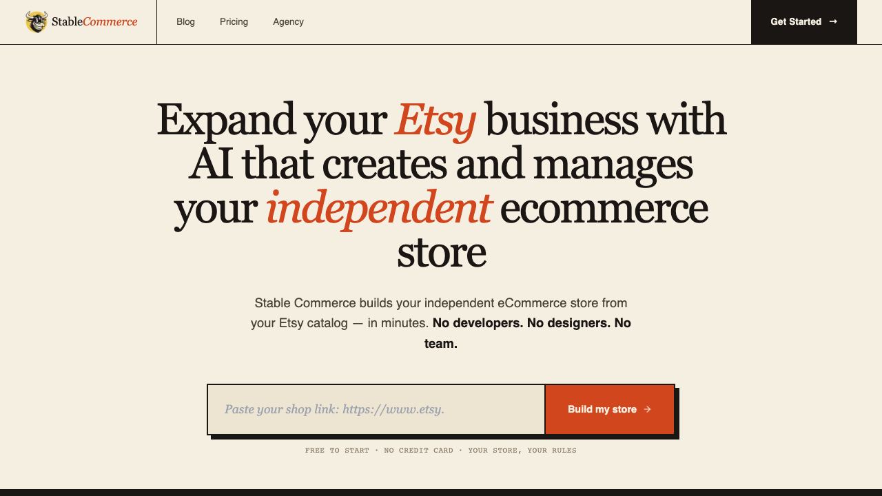 Stable Commerce website screenshot