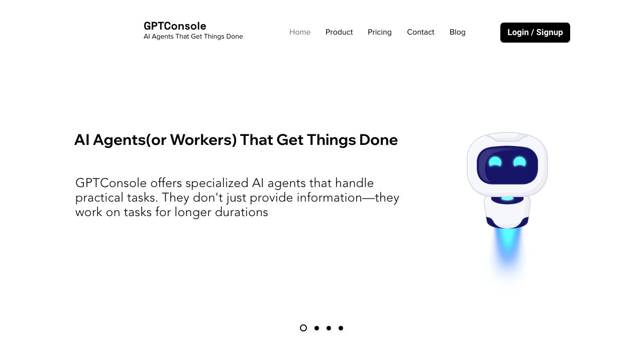 GPTConsole website screenshot