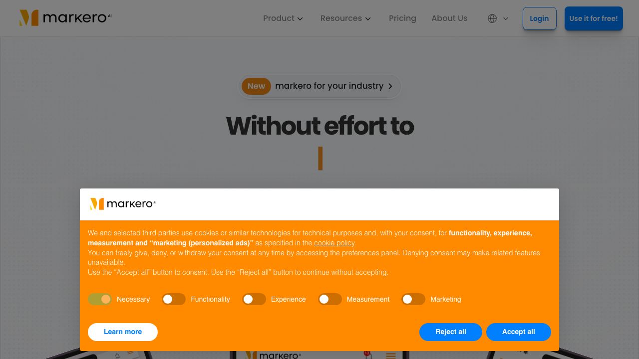 Markero website screenshot