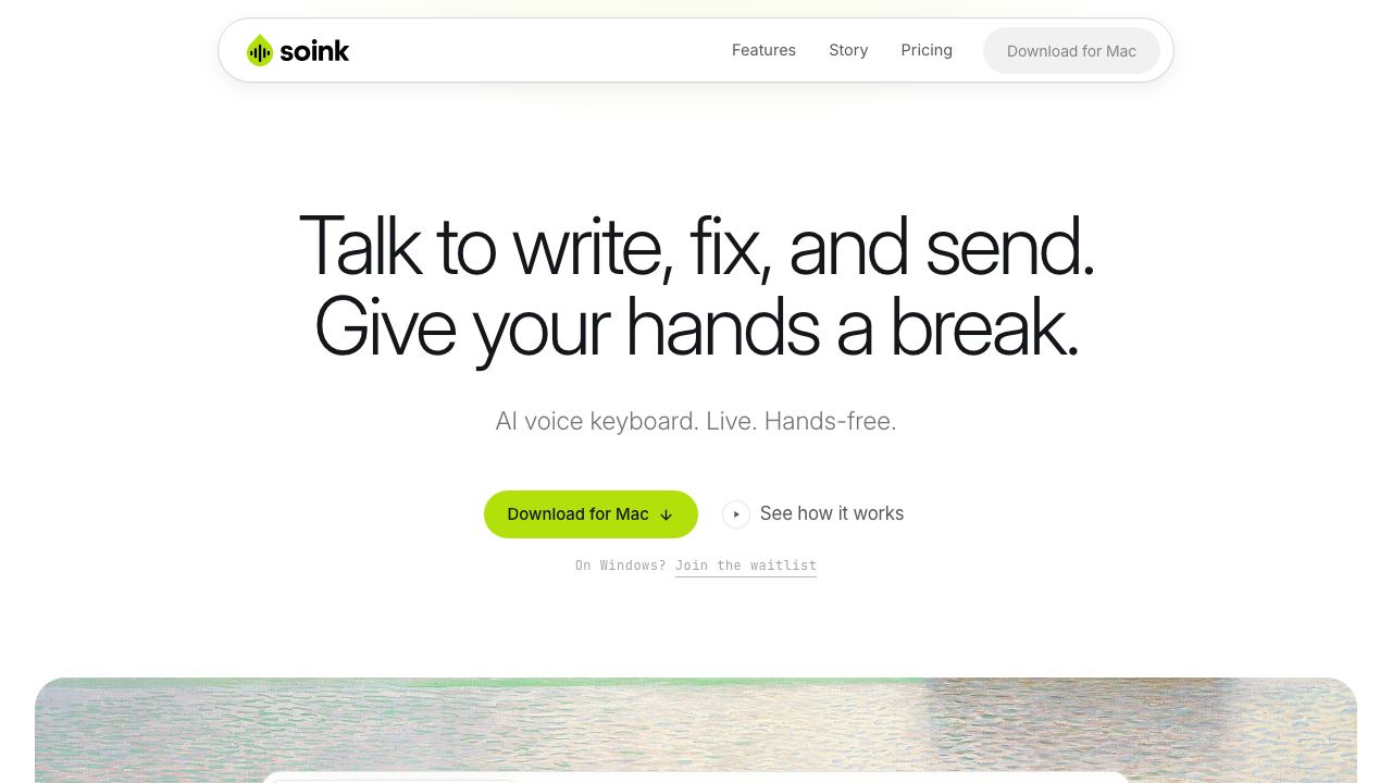 soink website screenshot
