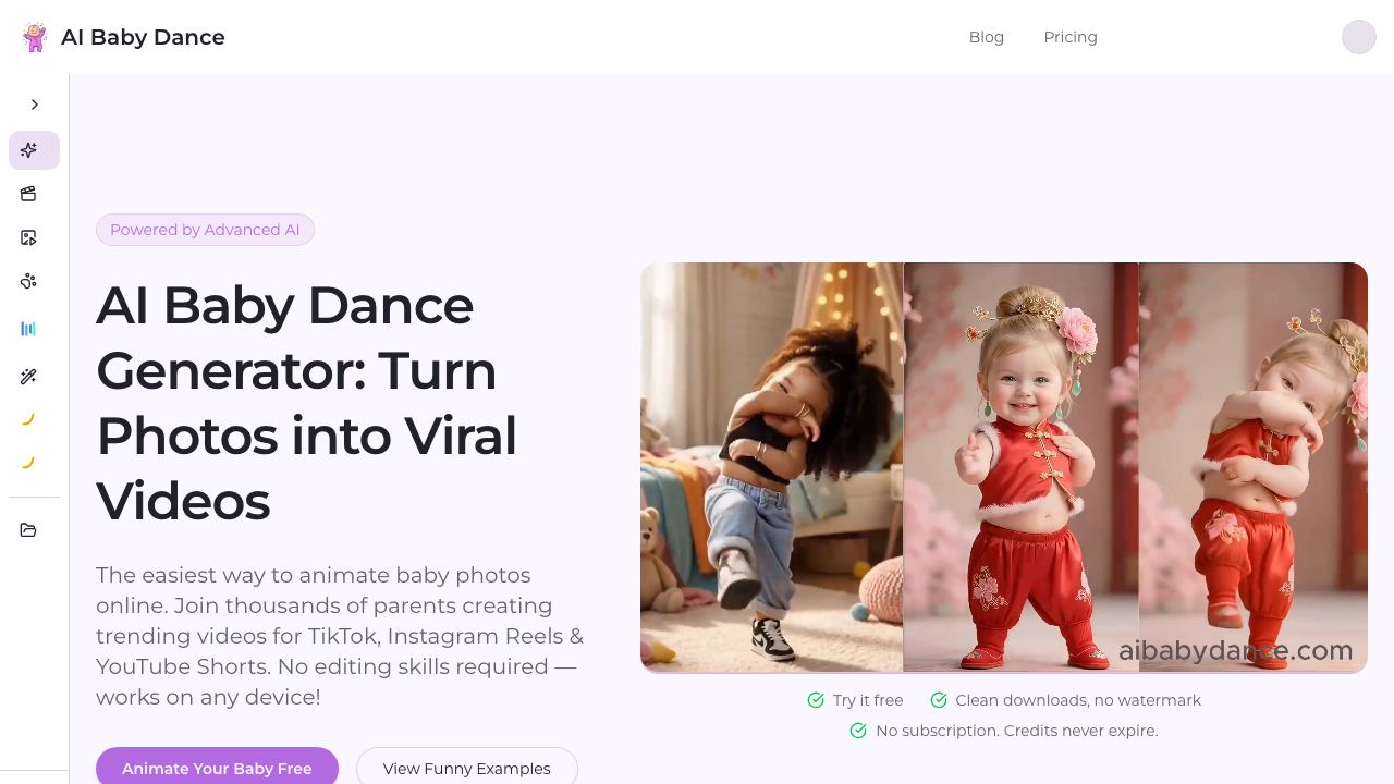 AI Baby Dance 网站截图