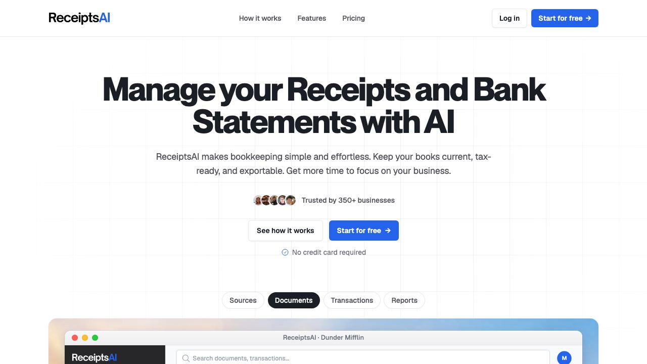 ReceiptsAI website screenshot