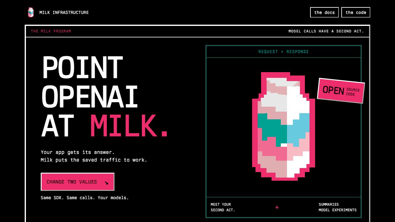 Milk Infrastructure website screenshot