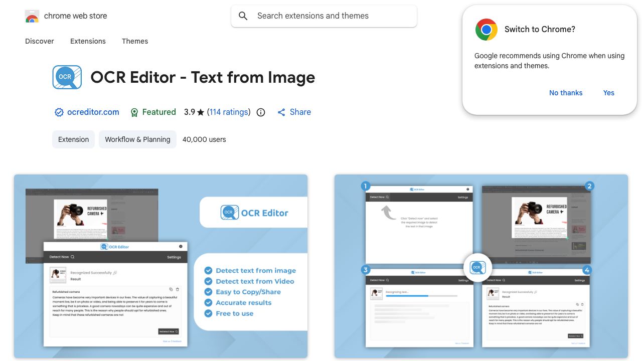 OCR Editor - Text from Image 网站截图