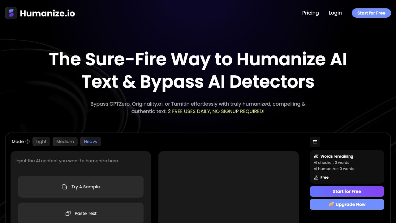 Humanize.io 网站截图