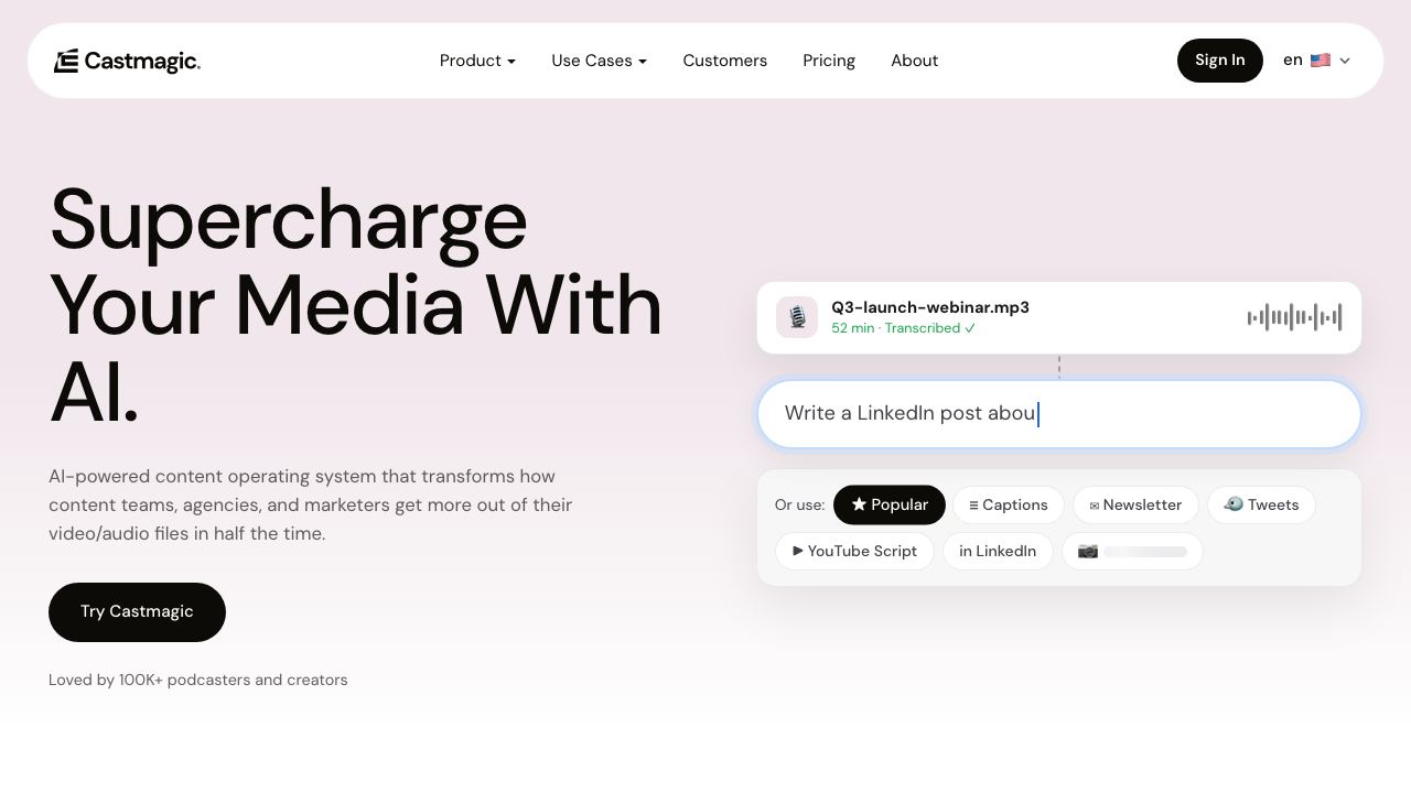 Castmagic website screenshot