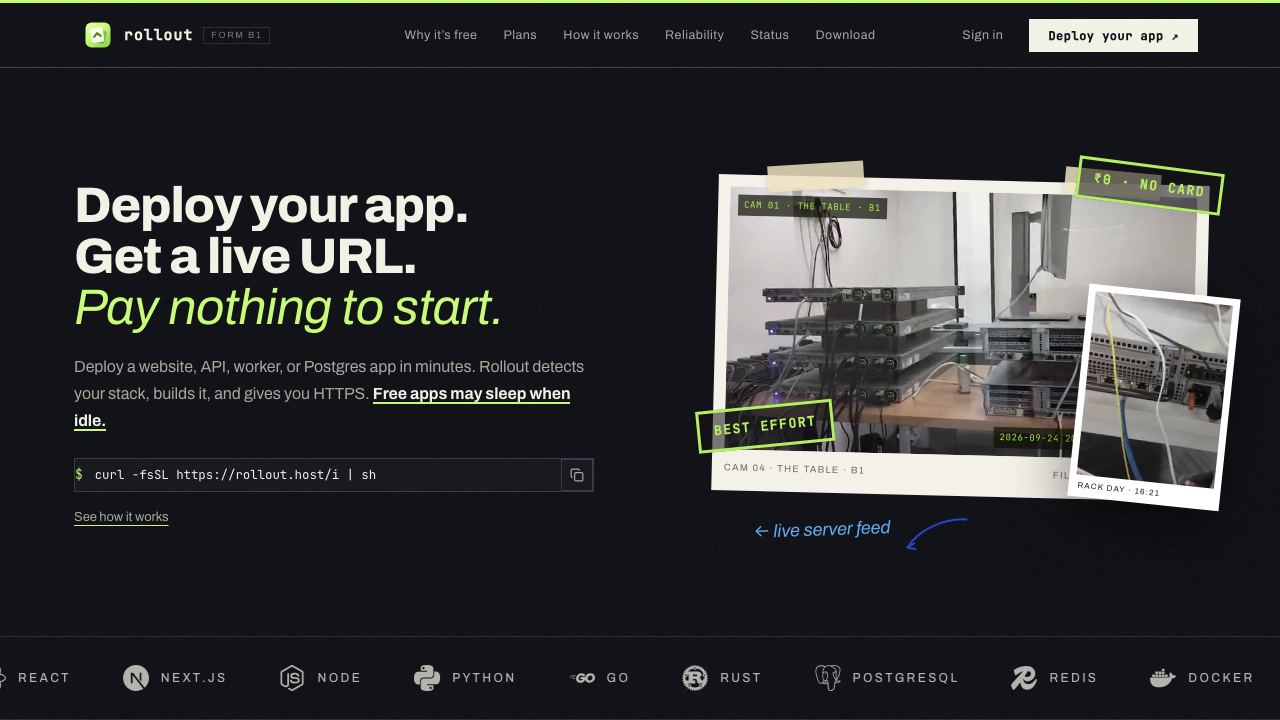 Rollout AI website screenshot