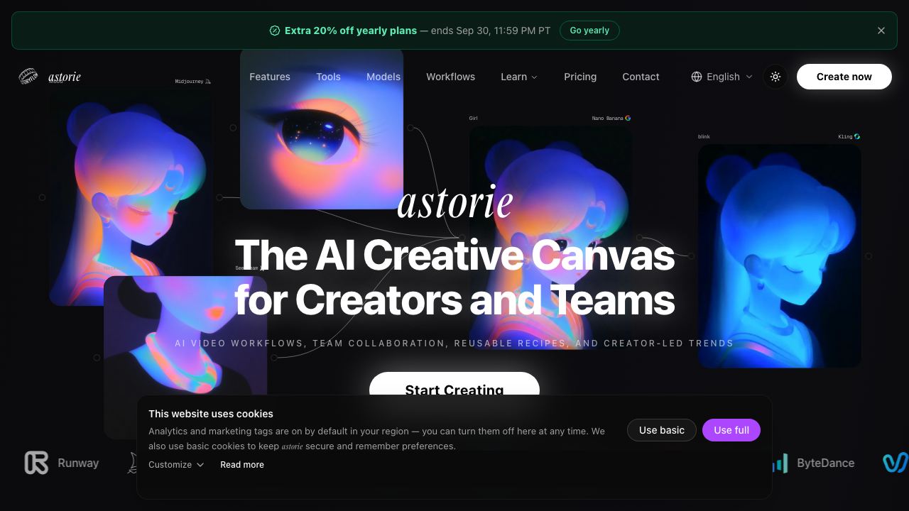 Astorie website screenshot
