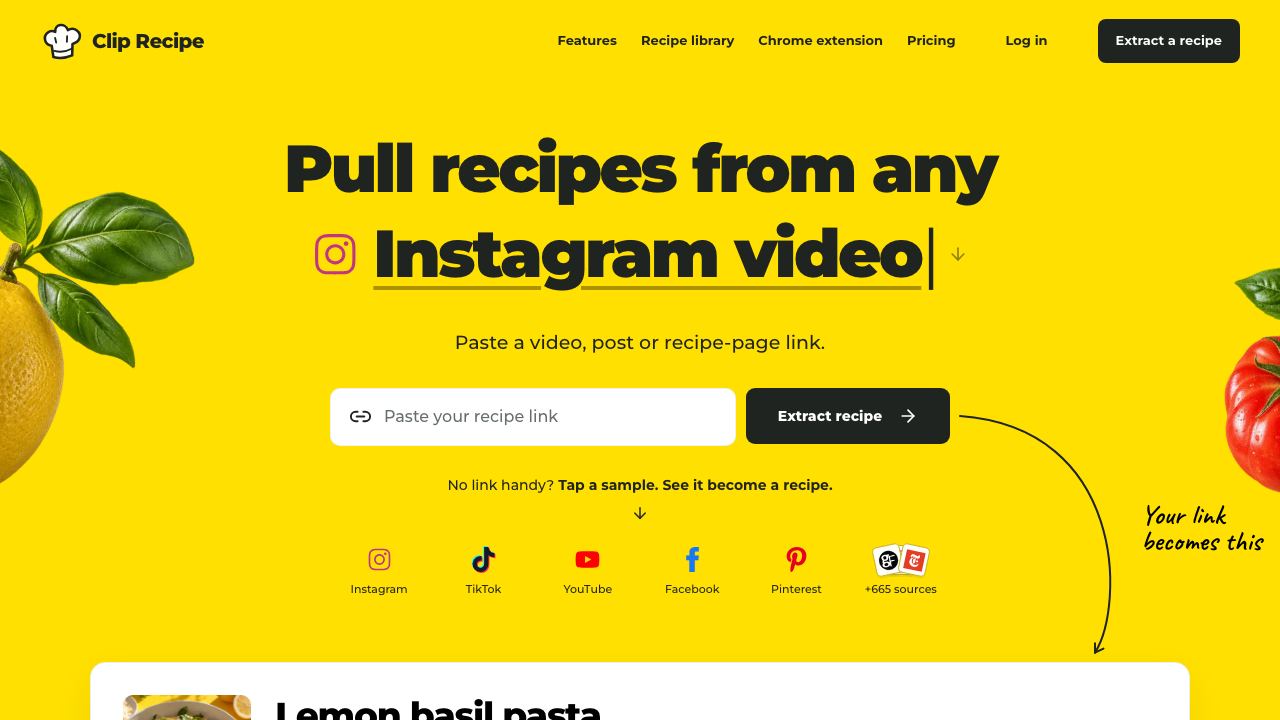 Clip Recipe website screenshot
