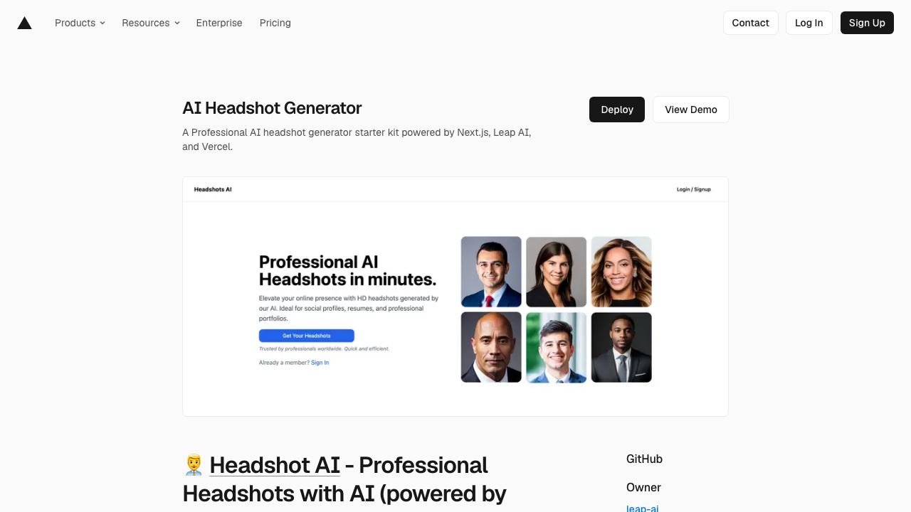 HeadshotGenerator.io 网站截图