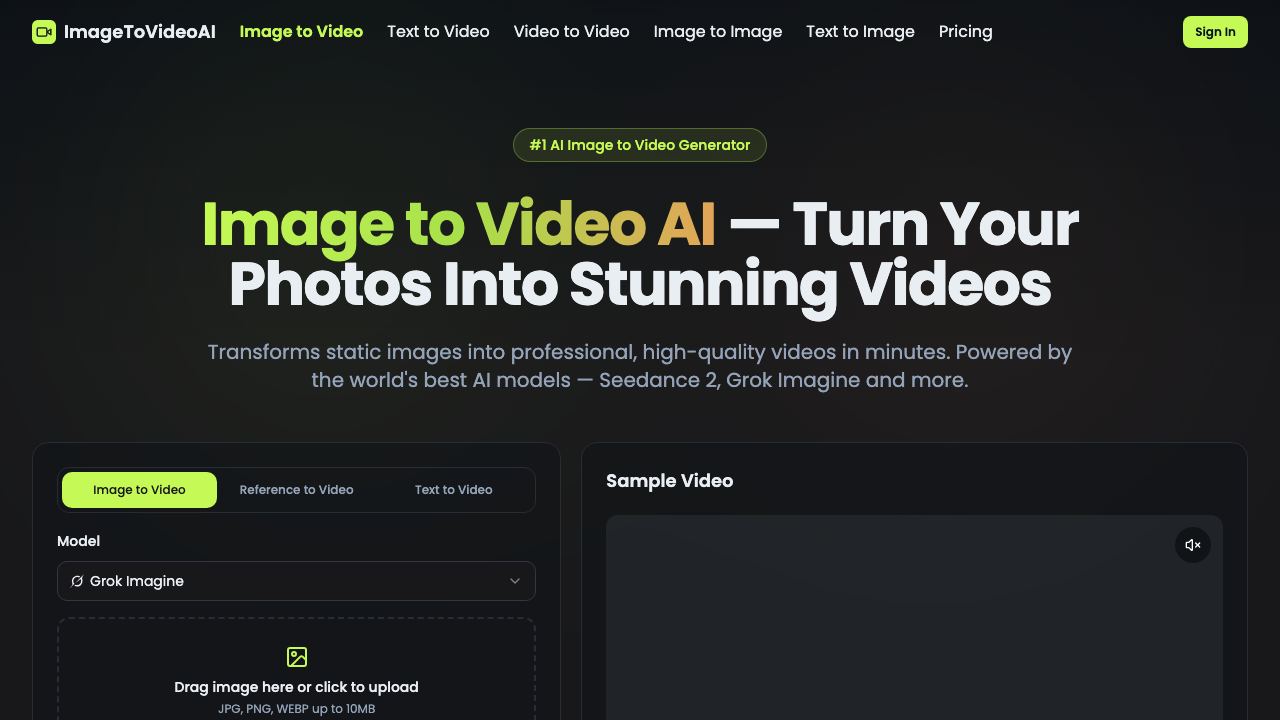 ImageToVideoAI 网站截图