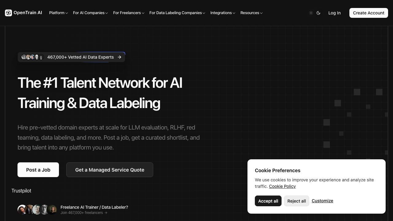 OpenTrain AI 网站截图