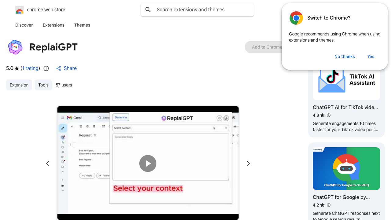 ReplaiGPT 网站截图