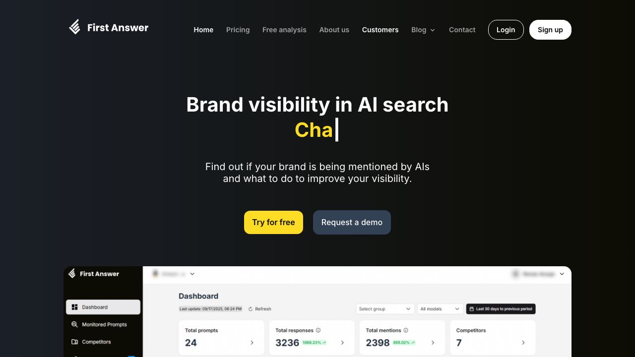 First Answer website screenshot