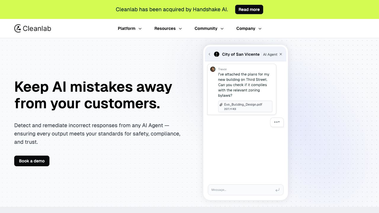 Trustworthy Language Model (TLM) 网站截图