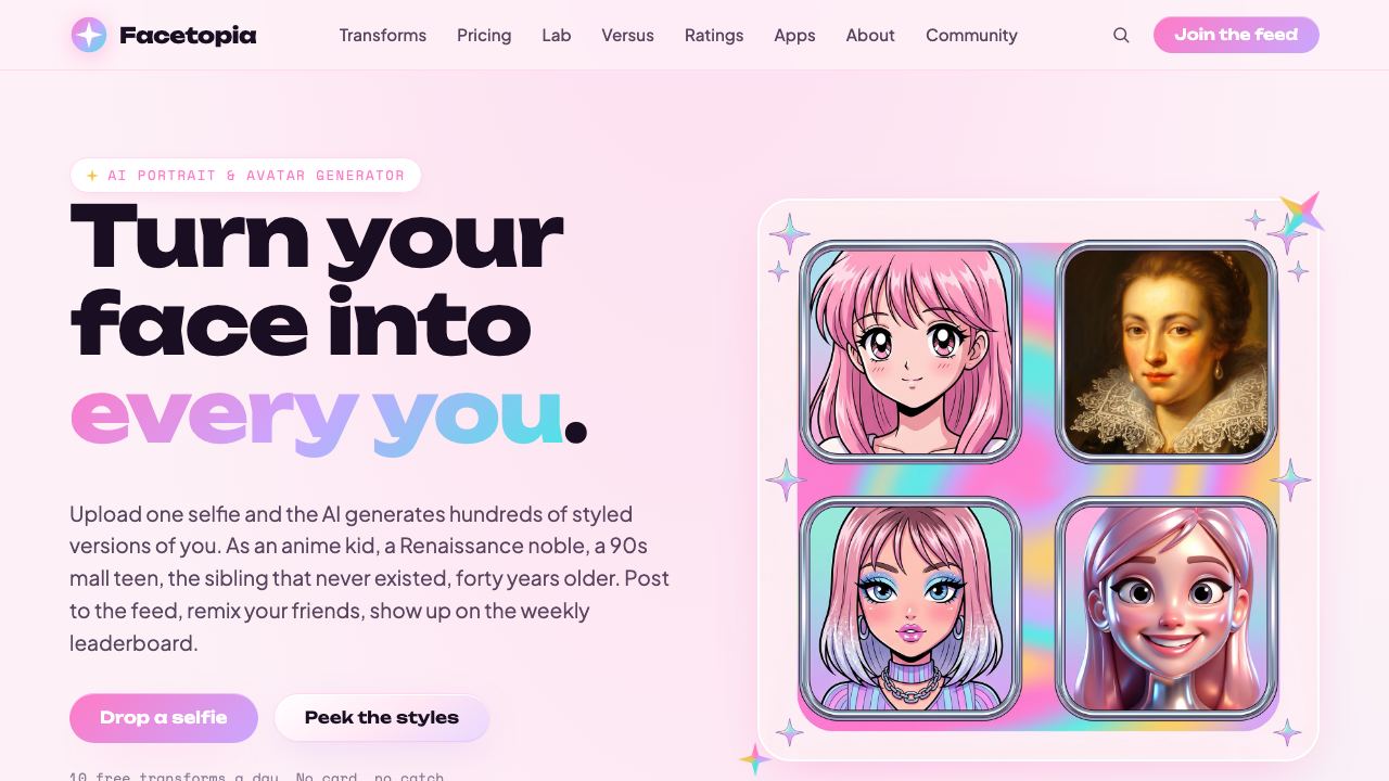 Facetopia website screenshot