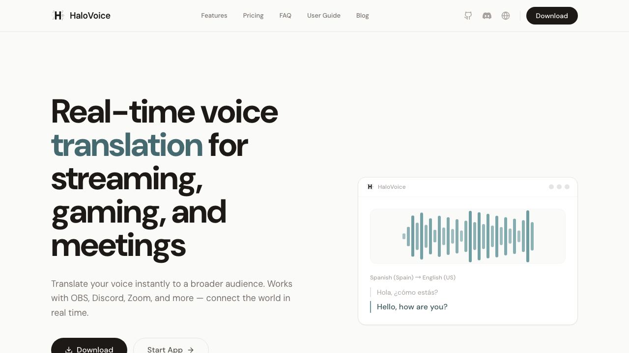 HaloVoice website screenshot