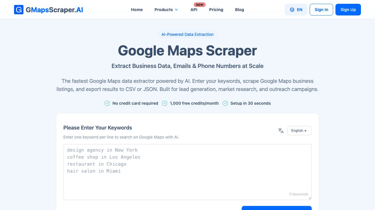 GMapsScraper.AI website screenshot