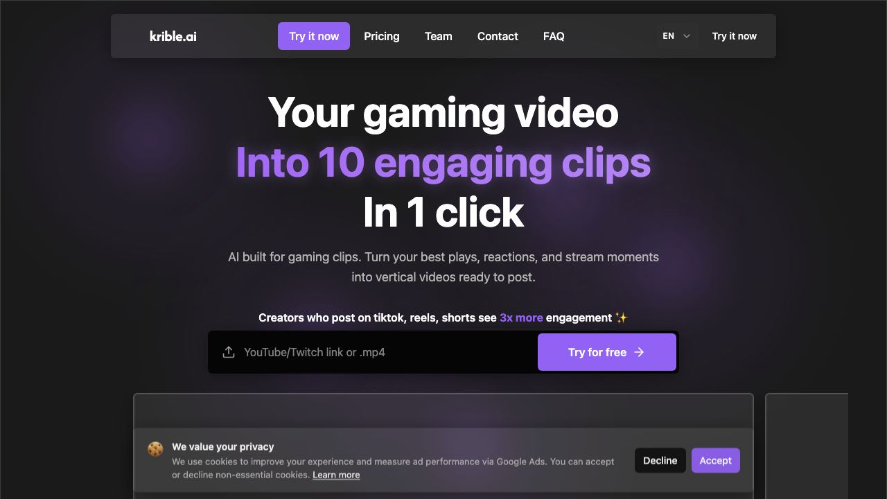 Krible website screenshot
