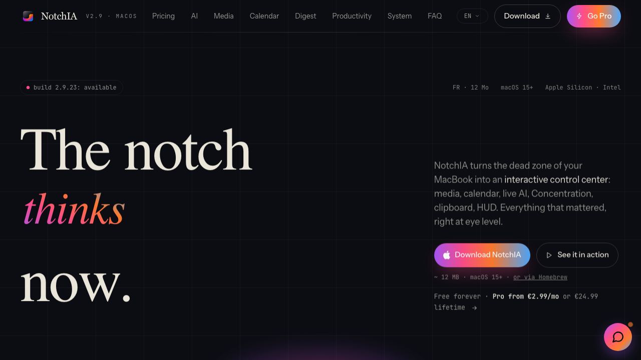 NotchIA 网站截图