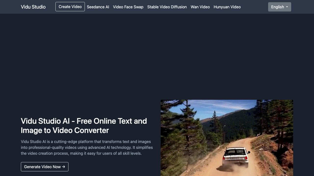 Vidu Studio AI website screenshot