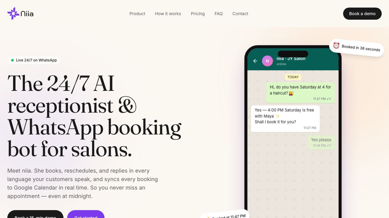 niia.ai website screenshot