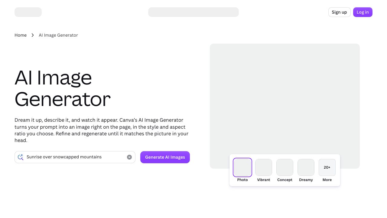 Canva Image Generator 网站截图