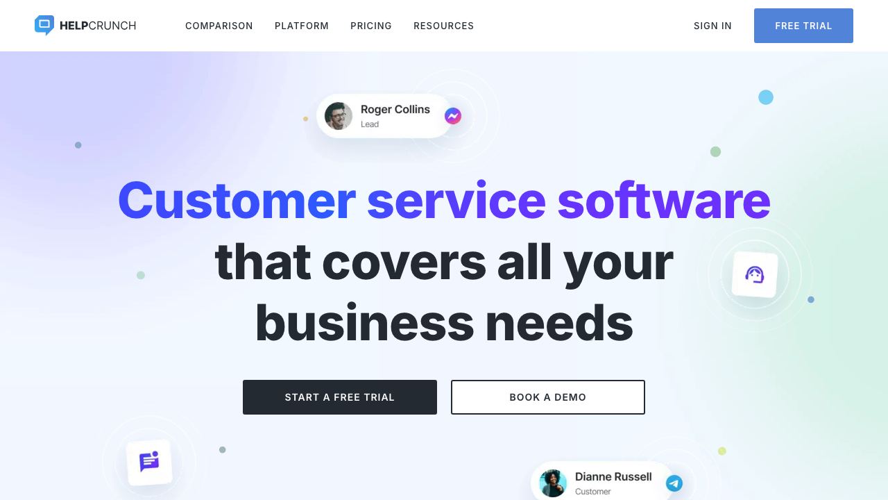 HelpCrunch website screenshot