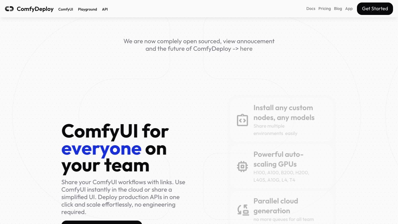Comfy Deploy 网站截图