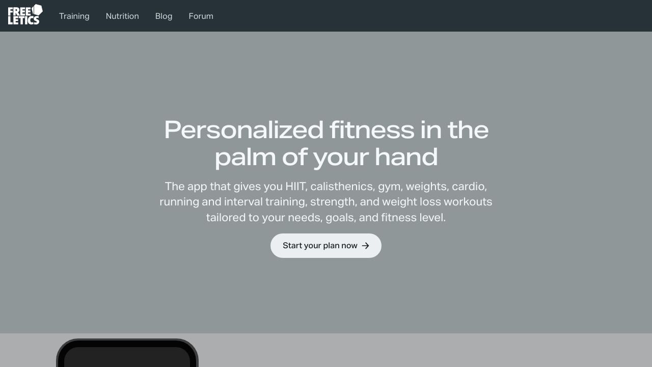 Freeletics 网站截图