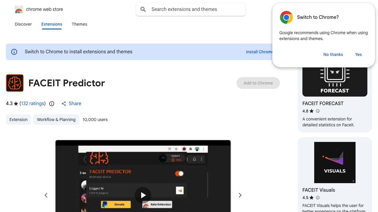 FACEIT Predictor 网站截图