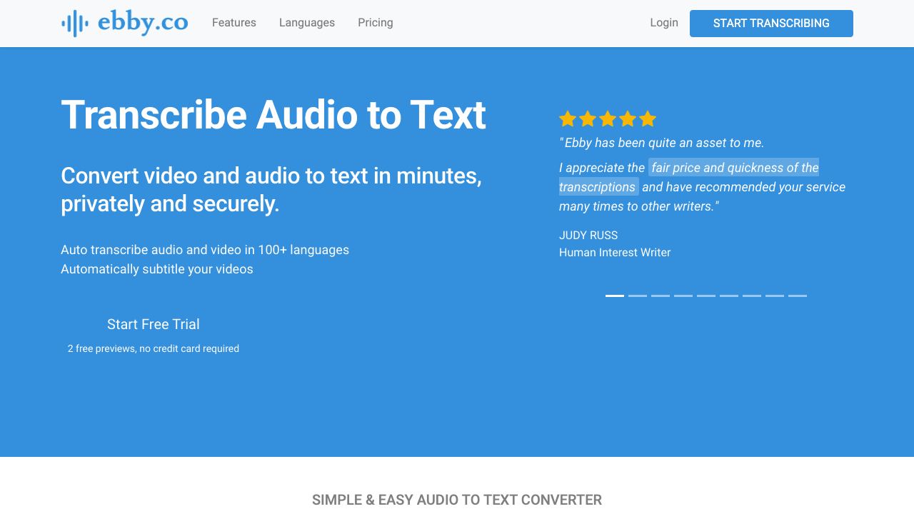 Ebby.co website screenshot