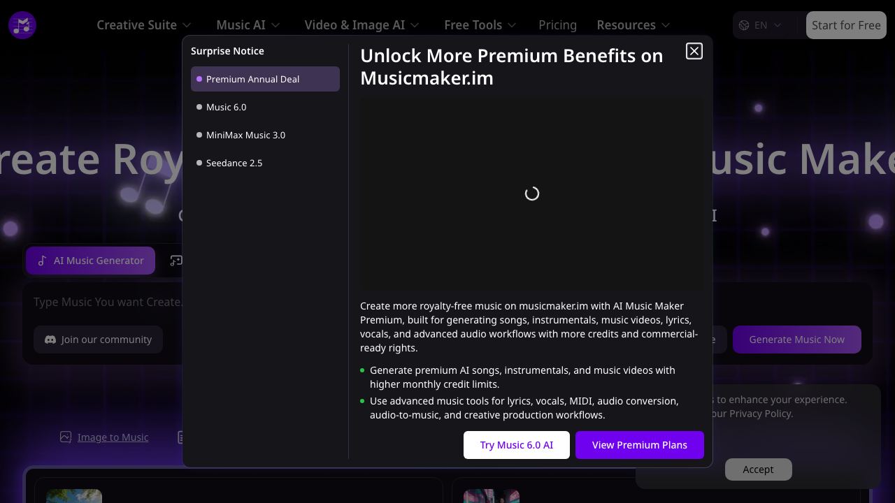 AI Music Maker: Best Free AI Music/Song Generation Tool 网站截图