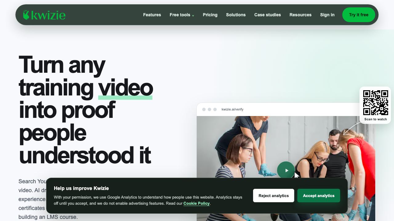 Kwizie website screenshot