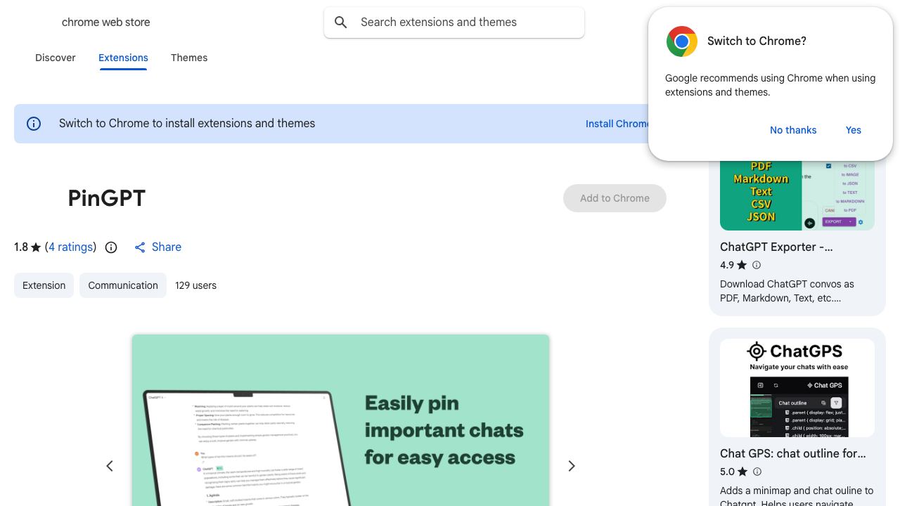 PinGPT website screenshot