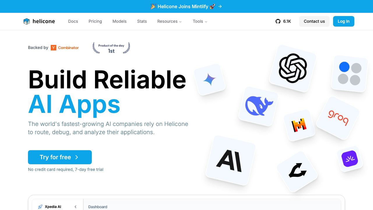 Helicone AI 网站截图