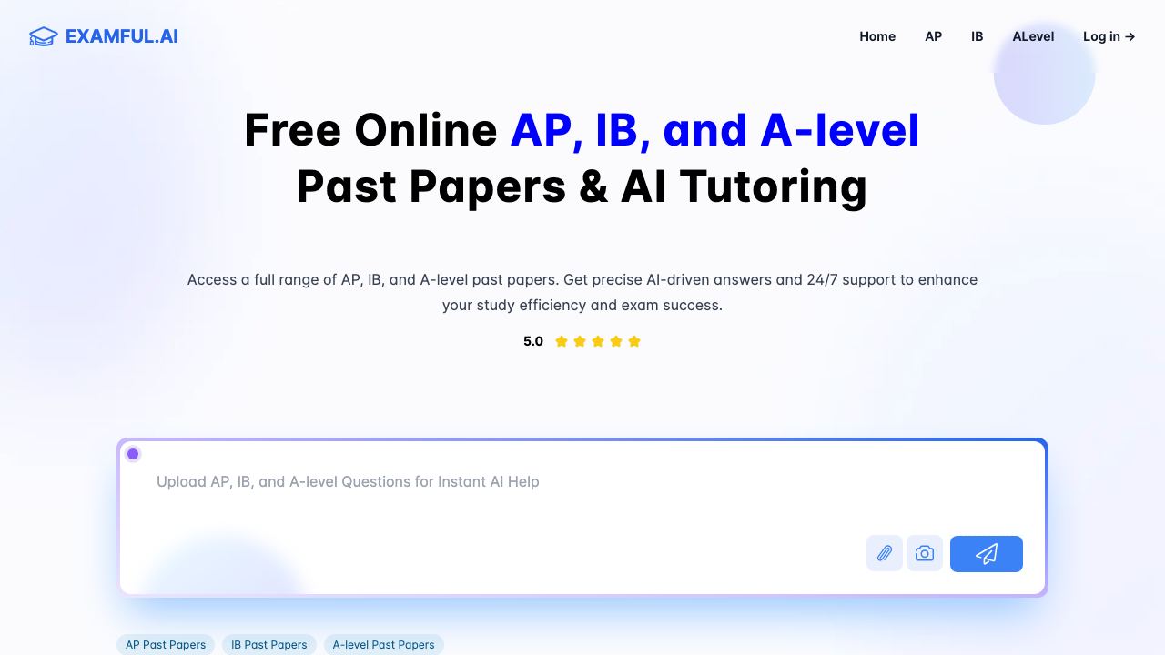 Examful.ai: Free AP, IB, and A-Level Past Papers and Tutoring 网站截图