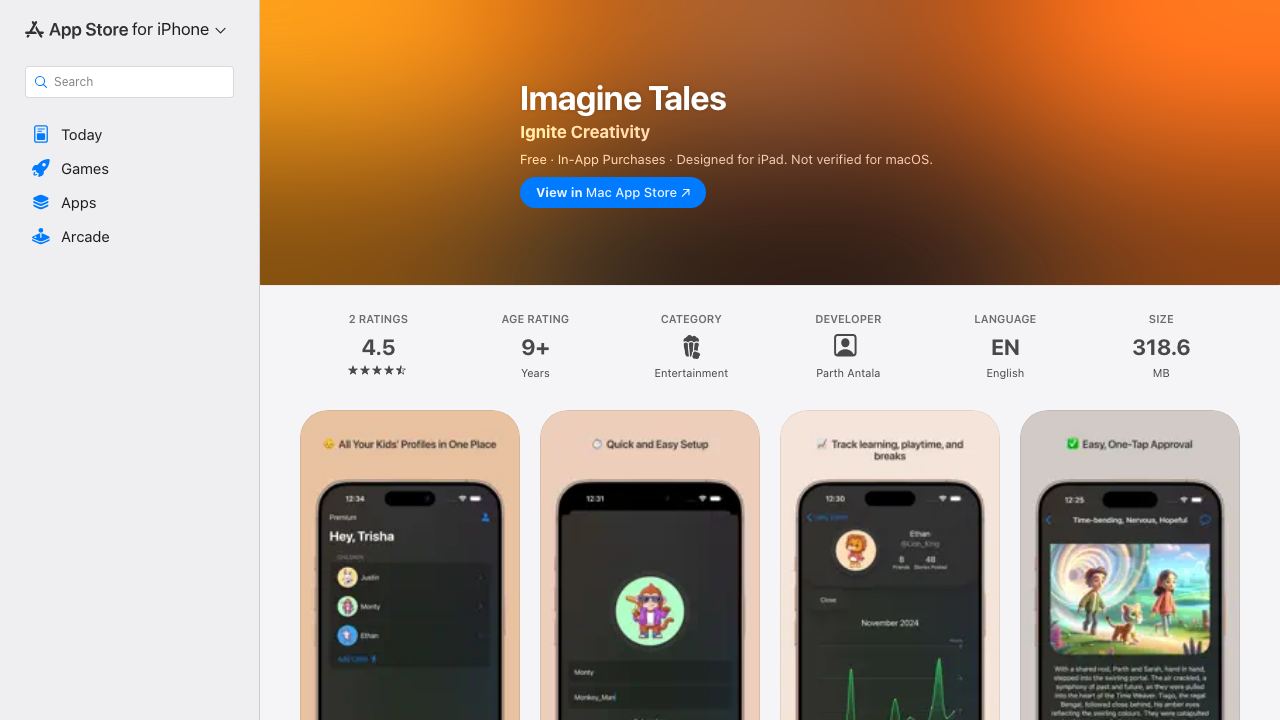 Imagine Tales website screenshot
