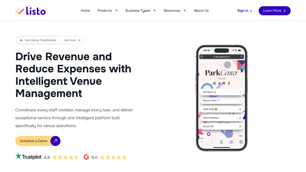 Listo website screenshot