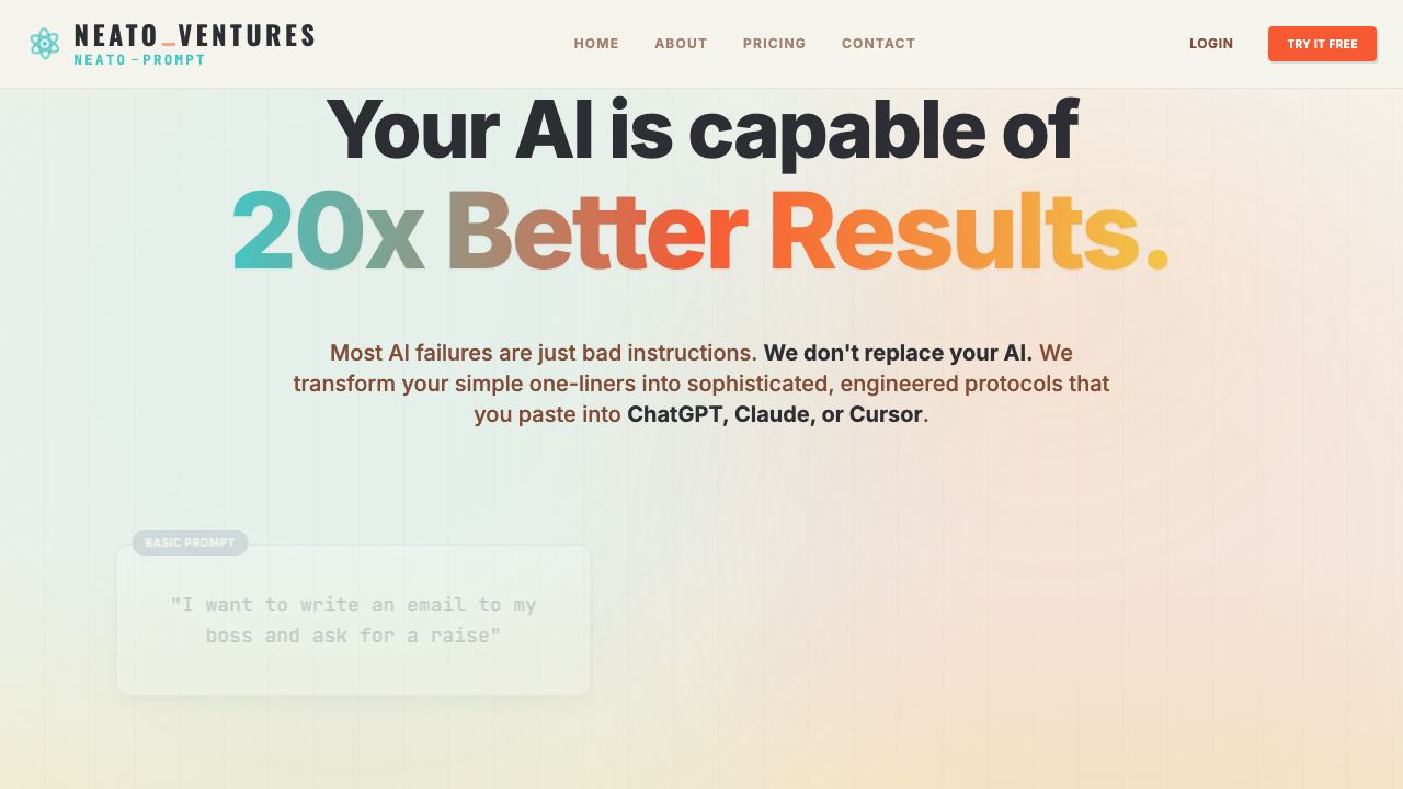 Neato Prompt website screenshot