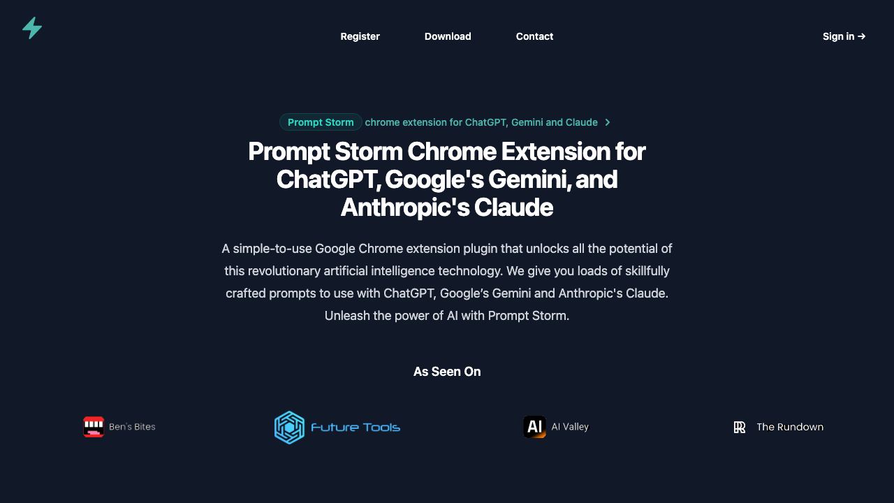 Prompt Storm website screenshot