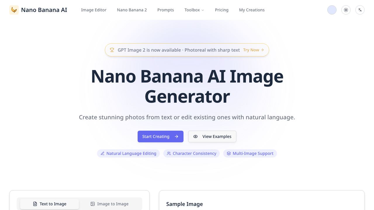 Nano Banana AI — AI Image Generator & Editor 网站截图