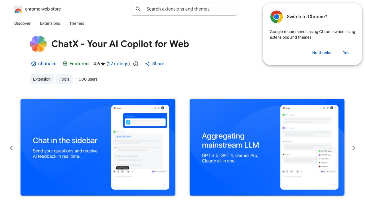 ChatX - Your AI Copilot for Web 网站截图