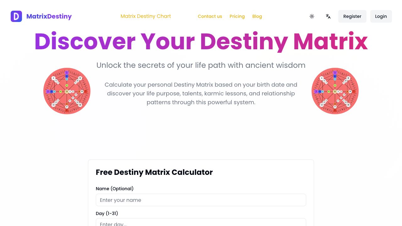 Destiny Matrix Chart Calculator 网站截图