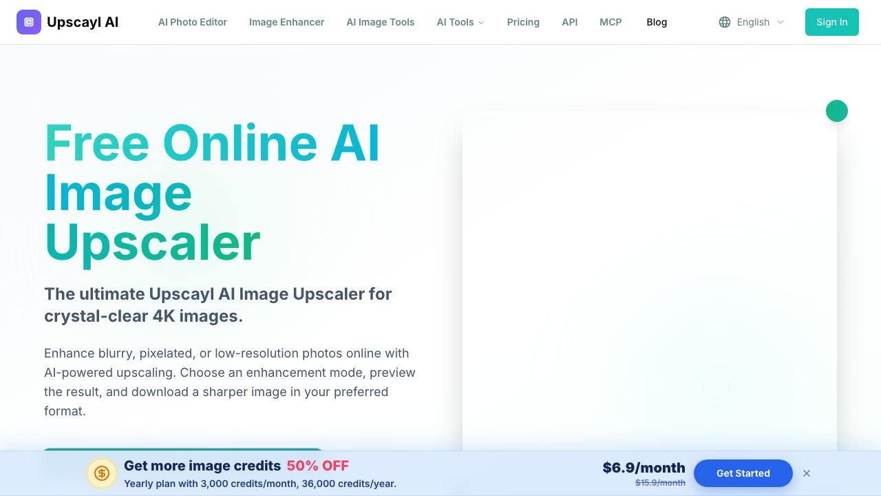 Upscale Image website screenshot