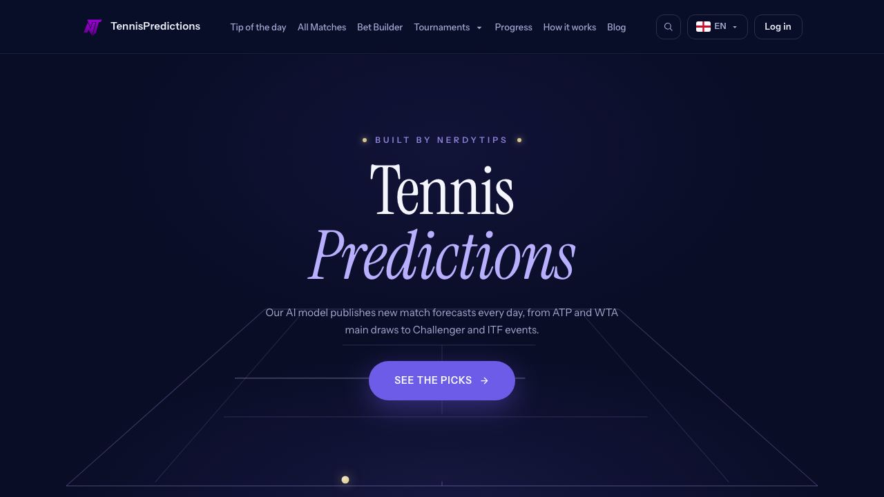 Tennis Predictions website screenshot