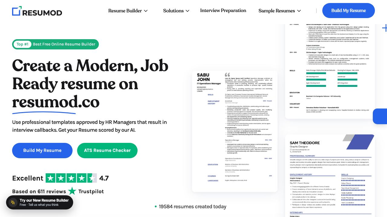 Resumod website screenshot
