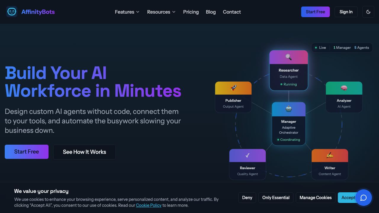 AffinityBots website screenshot