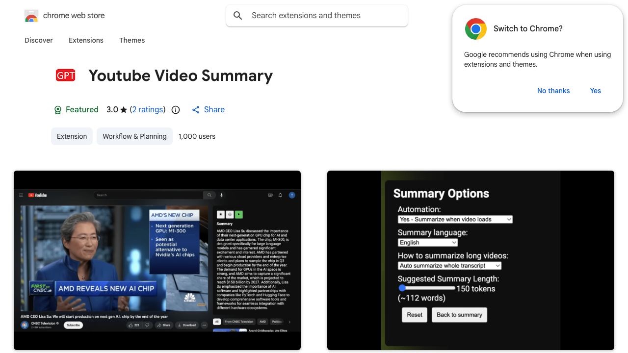Youtube Video Summary 网站截图