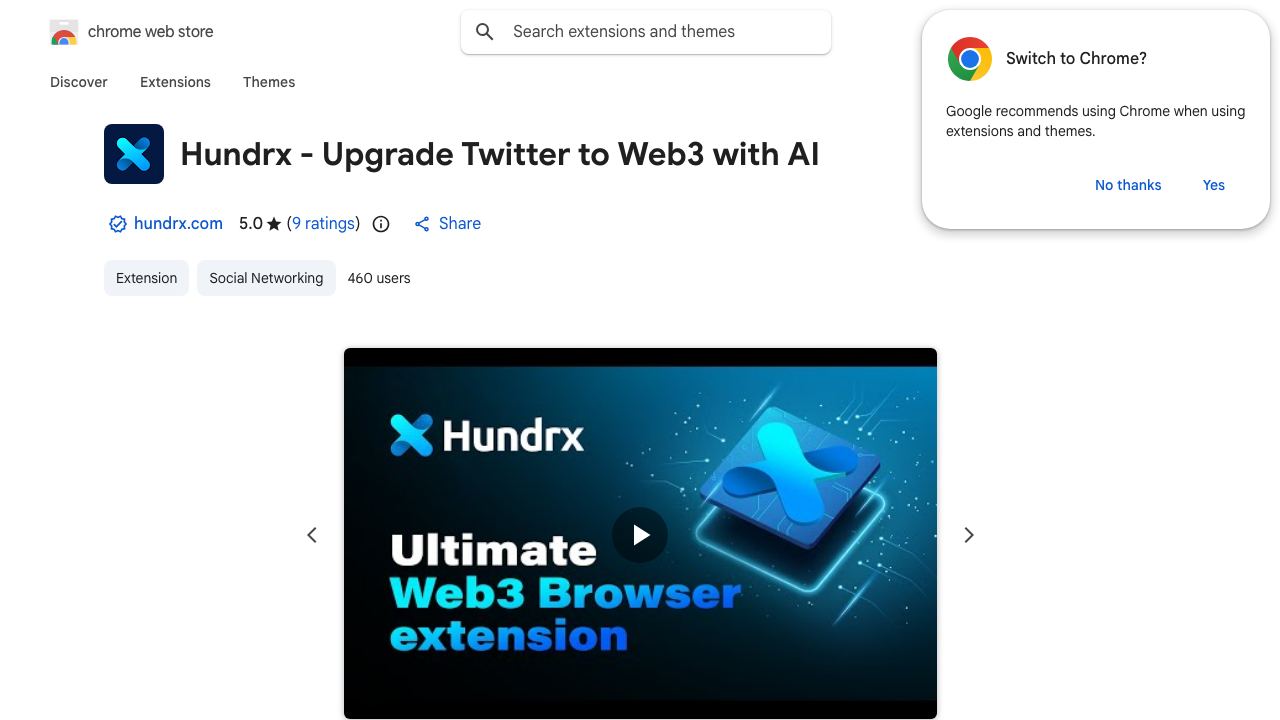 Hundrx - Upgrade Twitter to Web3 with AI website screenshot